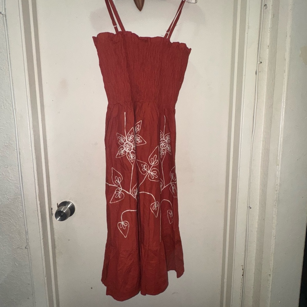 Magic Red Smocked Sundress with Spaghetti Straps